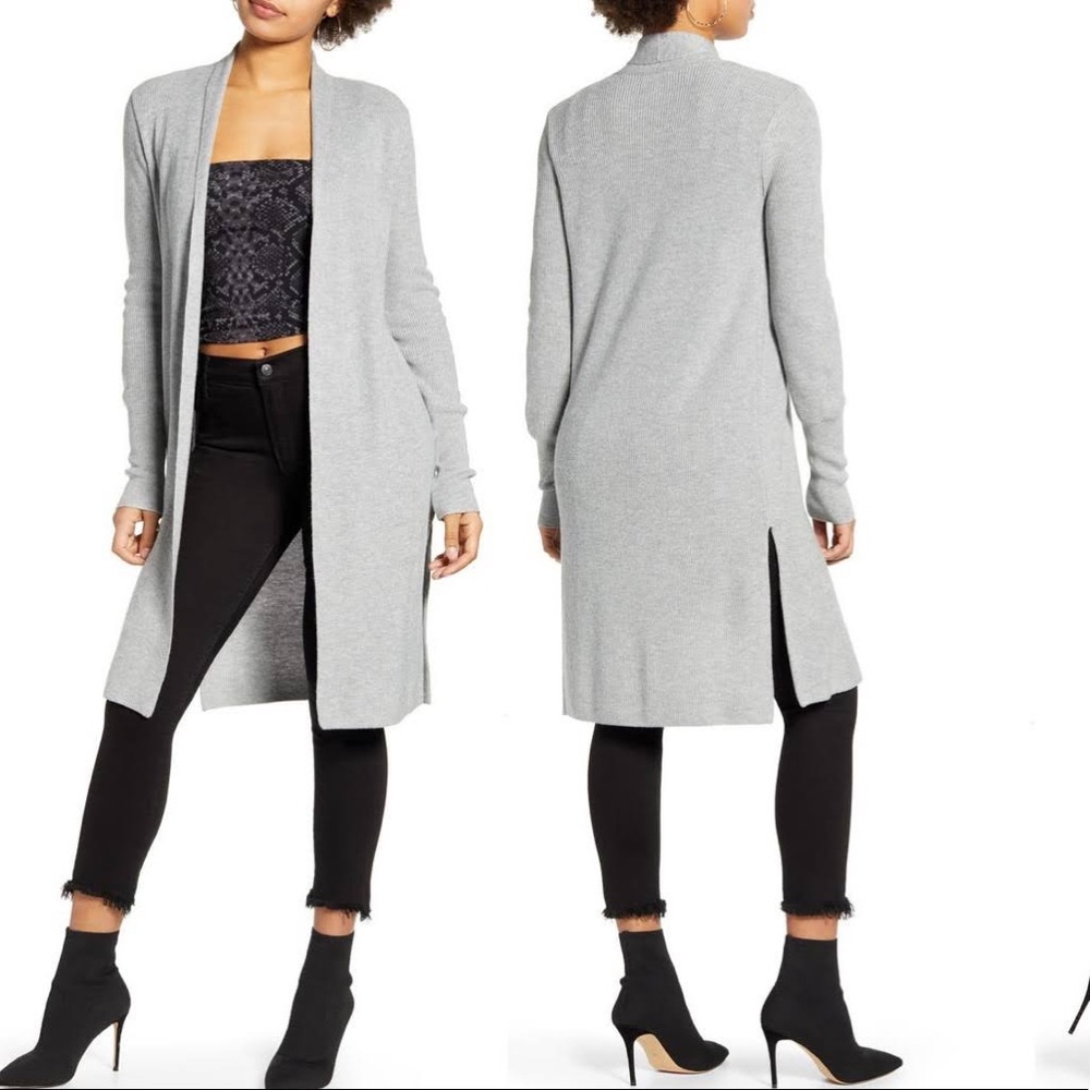 Leith Longline Open Front Duster Cardigan - XS, Grey
